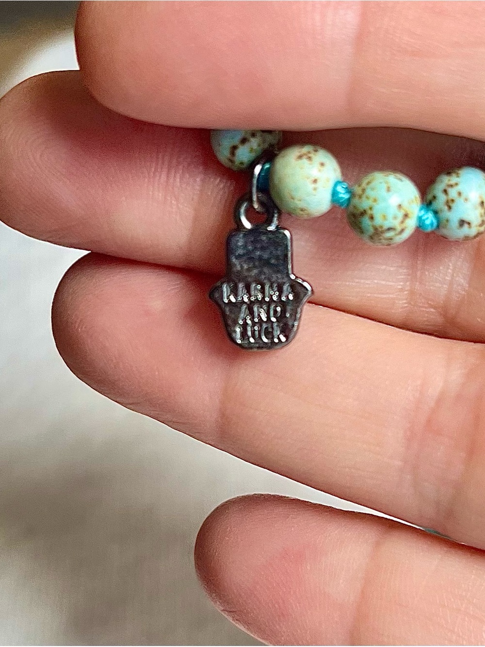 Karma and Luck Groovy Turquoise Mala Beads - Picture 2 of 6